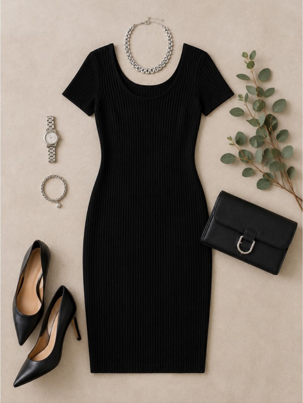 EUC Banana Republic Classic Black Dress Scoop Neckline, Short Sleeves, Size XS